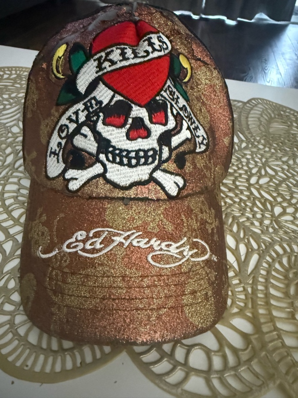 Ed Hardy Glitter Skull Hat